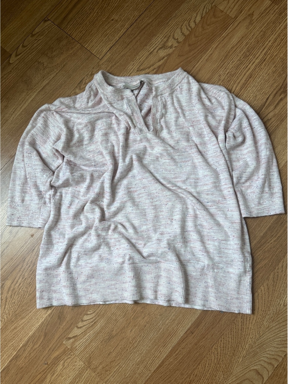 LOFT Light Pink Speckled Knit Sweater, Size Large